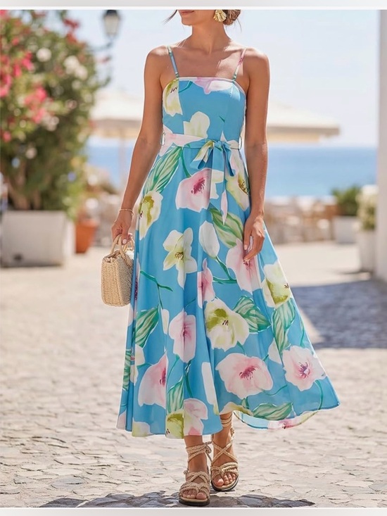Amazon Dresses & Skirts - NWT STRAP OR STRAPLESS BLUE FLORAL SUNDRESS-S